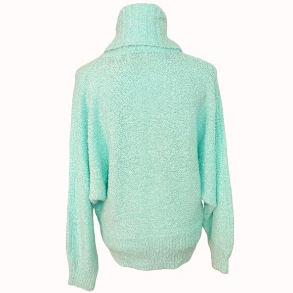 Jason Maxwell Cowl Neck Sweater Sz L VTG 80s Pastel Textured Knit Dolman Sleeve - Picture 3 of 13